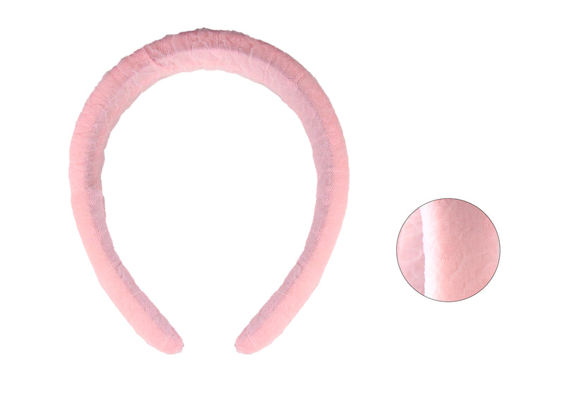 Diadema Gruesa con Esponja con Textura color Rosa Pastel