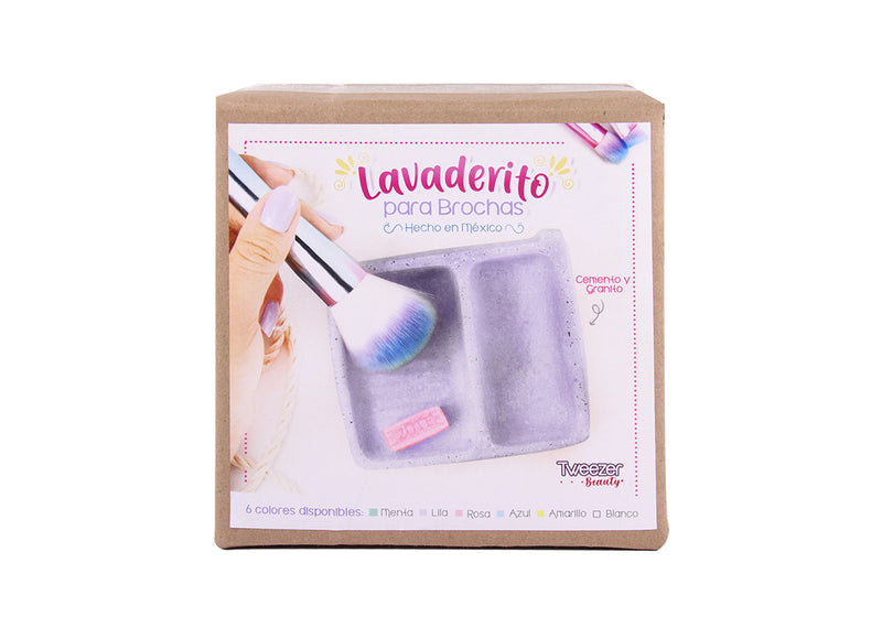 Lavaderito para Brochas y Esponjas de Maquillaje de granito color lila con pequeño jabón ZOTE