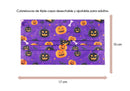 Cubrebocas 3 Capas de Sellado Ultrasonico Plisado Halloween Morado con Calabazas Naranjas y Negras 10 Piezas