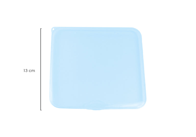 Caja Portatil para Cubrebocas Cuadrada Transparente Azul